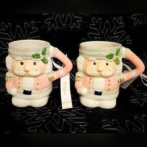 🩷🎄Pink Nutcracker Holiday Ceramic Mugs- Set of 2 NWT